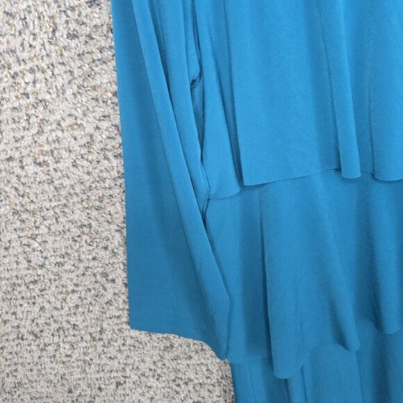 Susan Graver Top Womens Large Teal Scoop Neck Liquid Knit Layered Blouse Stretch - Picture 3 of 7